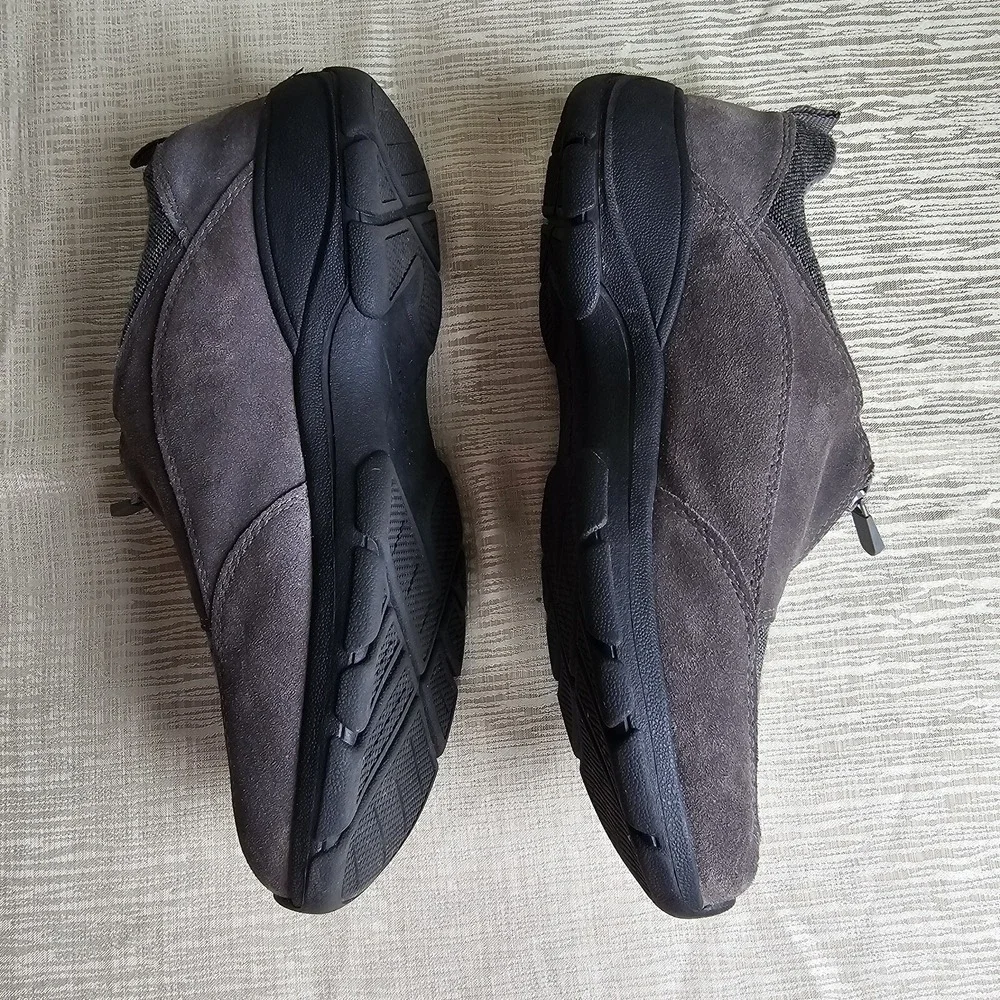 Lands End Womens Grey Suede All Weather Zip Front Walking Shoes‎ Size 10B